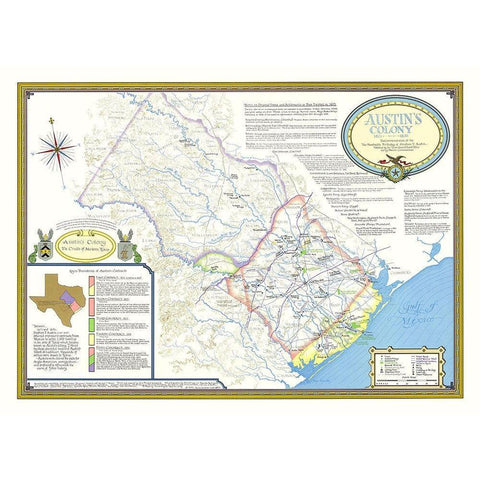 Austin Colony 1821-1836 Texas - 1993 Black Modern Wood Framed Art Print with Double Matting by Unknown