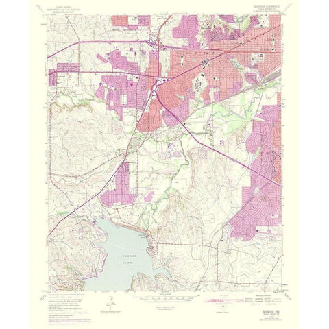 Benbrook Texas Quad - USGS 1969 White Modern Wood Framed Art Print by USGS