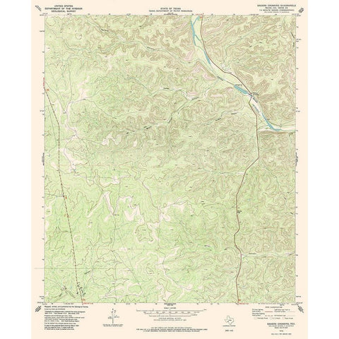 Bakers Crossing Texas Quad - USGS 1979 White Modern Wood Framed Art Print by USGS