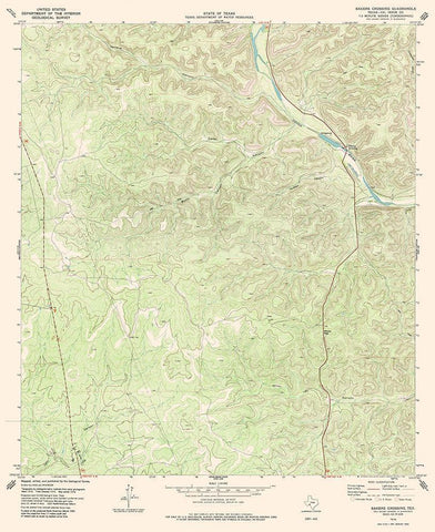 Bakers Crossing Texas Quad - USGS 1979 Black Ornate Wood Framed Art Print with Double Matting by USGS