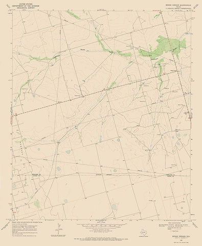 Benge Corner Texas Quad - USGS 1968 White Modern Wood Framed Art Print with Double Matting by USGS