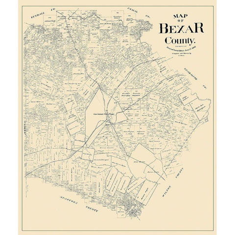 Bexar Texas Landowner - Rowe 1896 Black Modern Wood Framed Art Print with Double Matting by Rowe
