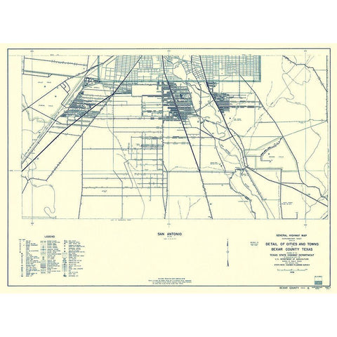 Bexar Texas Highway - Highway Dept 1936 Black Modern Wood Framed Art Print with Double Matting by Highway Dept