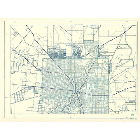 Bexar Texas Highway - Highway Dept 1936 Gold Ornate Wood Framed Art Print with Double Matting by Highway Dept