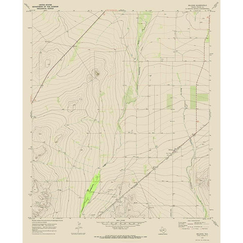 Belding Texas Quad - USGS 1970 Gold Ornate Wood Framed Art Print with Double Matting by USGS