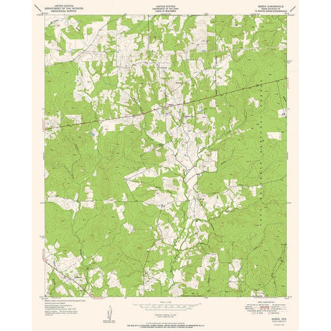 Berea Texas Quad - USGS 1951 Gold Ornate Wood Framed Art Print with Double Matting by USGS