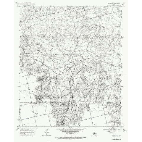 Bernecker Texas Quad - USGS 1969 Gold Ornate Wood Framed Art Print with Double Matting by USGS