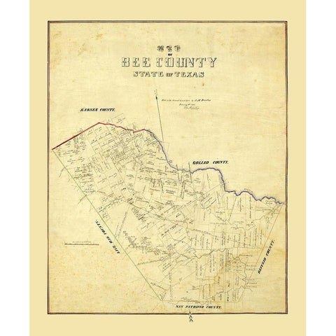 Bee County Texas - Dunlap 1863 White Modern Wood Framed Art Print by Dunlap