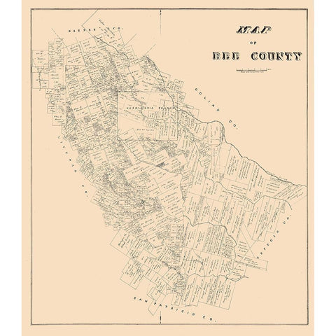 Bee County Texas - 1879 Black Modern Wood Framed Art Print with Double Matting by Unknown
