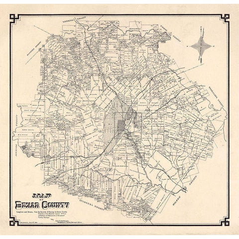 Bexar County Texas - 1887 Black Modern Wood Framed Art Print with Double Matting by Unknown