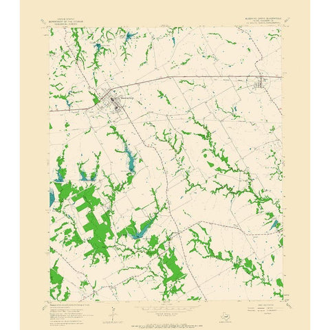 Blooming Grove Texas Quad - USGS 1965 Gold Ornate Wood Framed Art Print with Double Matting by USGS
