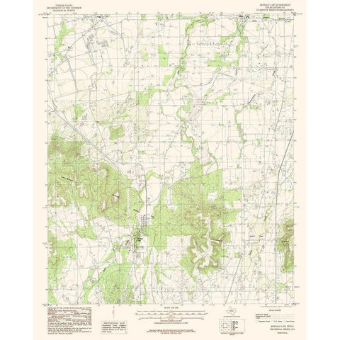 Buffalo Gap Texas Quad - USGS 1984 White Modern Wood Framed Art Print by USGS