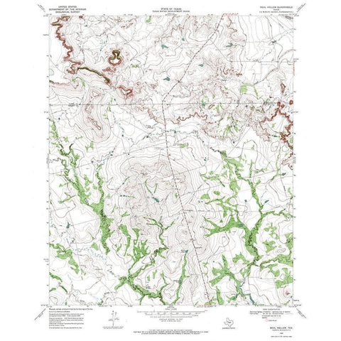 Beal Hollow Texas Quad - USGS 1969 Black Modern Wood Framed Art Print with Double Matting by USGS