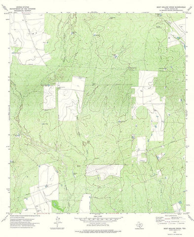 Beef Hollow Creek Texas Quad - USGS 1972 White Modern Wood Framed Art Print with Double Matting by USGS