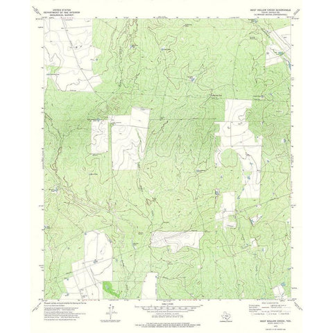 Beef Hollow Creek Texas Quad - USGS 1972 Black Modern Wood Framed Art Print with Double Matting by USGS