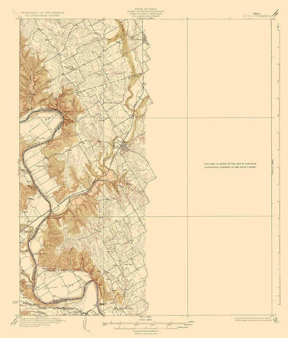 Blum Texas Quad - USGS 1889 Black Ornate Wood Framed Art Print with Double Matting by USGS