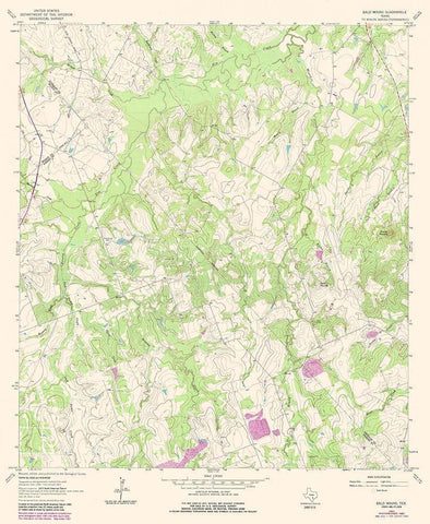 Bald Mound Texas Quad - USGS 1963 White Modern Wood Framed Art Print with Double Matting by USGS