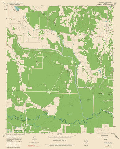 Boxelder Texas Quad - USGS 1965 White Modern Wood Framed Art Print with Double Matting by USGS