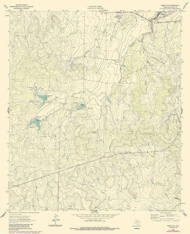 South West Brady Texas Quad - USGS 1963 Black Ornate Wood Framed Art Print with Double Matting by USGS