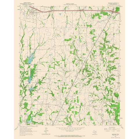 Brashear Texas Quad - USGS 1962 Gold Ornate Wood Framed Art Print with Double Matting by USGS