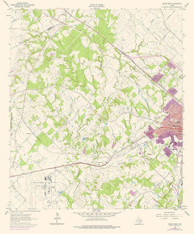 West Bryan Texas Quad - USGS 1962 Black Ornate Wood Framed Art Print with Double Matting by USGS