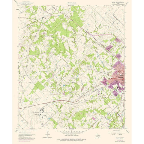 West Bryan Texas Quad - USGS 1962 Black Modern Wood Framed Art Print with Double Matting by USGS