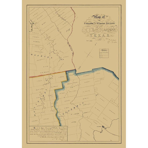 Brazoria County Texas - West 1860 Black Modern Wood Framed Art Print with Double Matting by West