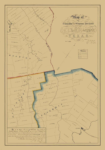 Brazoria County Texas - West 1860 Black Ornate Wood Framed Art Print with Double Matting by West