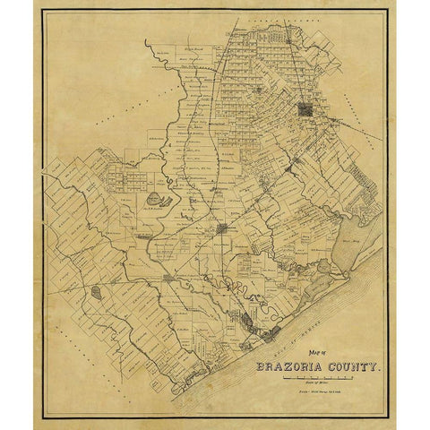 Brazoria County Texas - 1918 Black Modern Wood Framed Art Print with Double Matting by Unknown