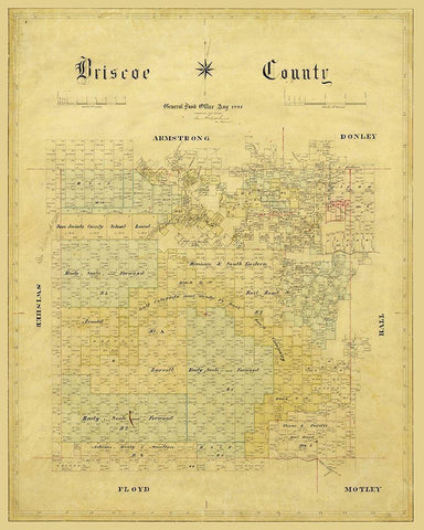 Briscoe County Texas - 1881 Black Ornate Wood Framed Art Print with Double Matting by Unknown