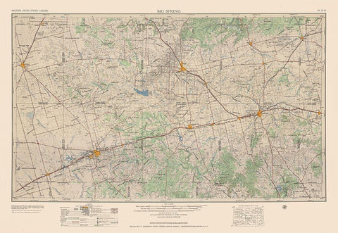 Big Spring Texas Quad - USGS 1954 White Modern Wood Framed Art Print with Double Matting by USGS