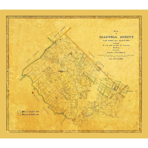 Caldwell County Texas - Rosenberg 1861 White Modern Wood Framed Art Print by Rosenberg