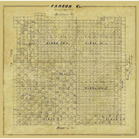 Carson County Texas - 1878 Black Modern Wood Framed Art Print by Unknown