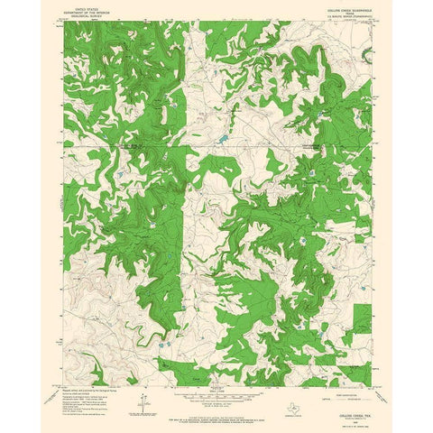 Collins Creek Texas Quad - USGS 1965 Black Modern Wood Framed Art Print with Double Matting by USGS