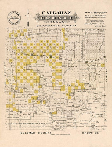 Callahan County Texas - Gast 1870 White Modern Wood Framed Art Print with Double Matting by Gast