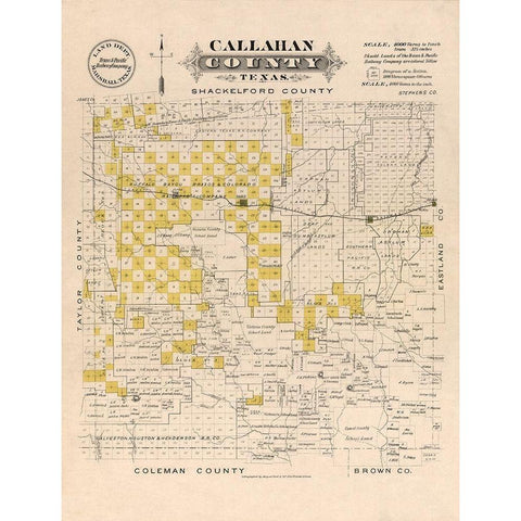 Callahan County Texas - Gast 1870 Black Modern Wood Framed Art Print by Gast