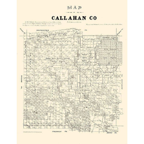 Callahan County Texas - Walsh 1879 White Modern Wood Framed Art Print by Walsh