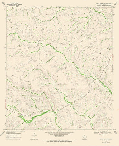 Circle Dot Ranch Texas Quad - USGS 1969 Black Ornate Wood Framed Art Print with Double Matting by USGS