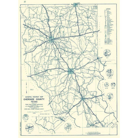 Cherokee Texas Highway - Highway Dept 1936 Black Modern Wood Framed Art Print by Highway Dept