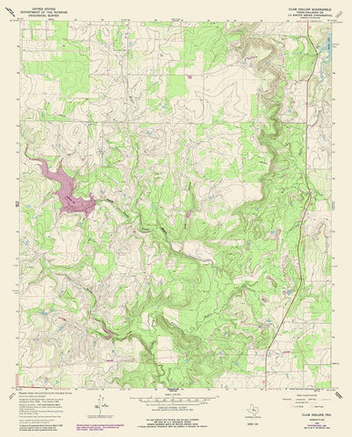 Club Hollow Texas Quad - USGS 1987 White Modern Wood Framed Art Print with Double Matting by USGS