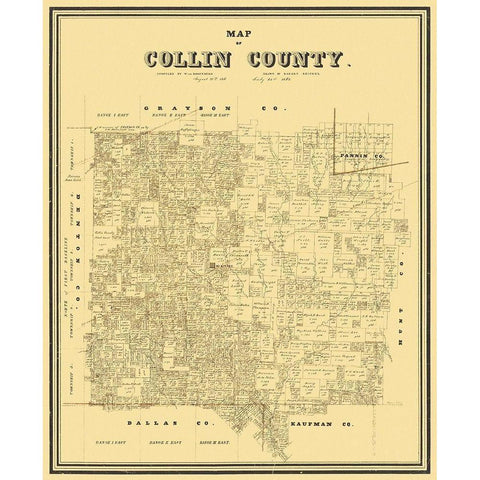 Collin Texas Landowner - Rosenberg 1861 White Modern Wood Framed Art Print by Rosenberg