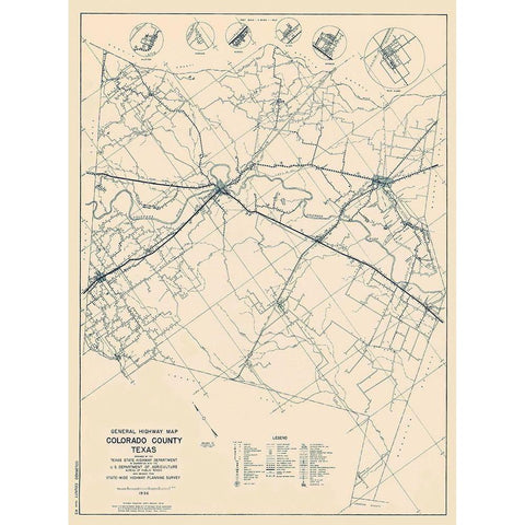 Colorado Texas Highway - Highway Dept 1936 Gold Ornate Wood Framed Art Print with Double Matting by Highway Dept