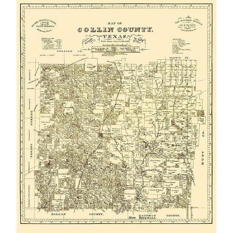 Collin Texas Landowner - Gast 1881 Gold Ornate Wood Framed Art Print with Double Matting by Gast