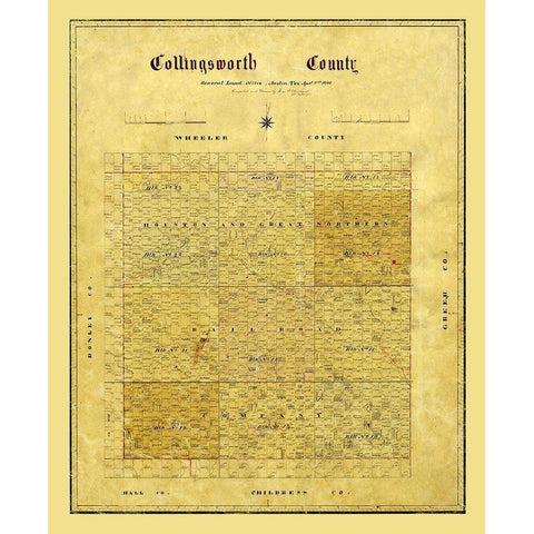 Collingsworth County Texas - 1880 Black Modern Wood Framed Art Print by Unknown