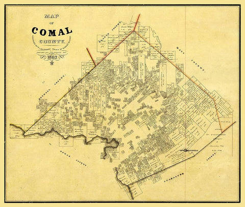 Comal County Texas - Rosenberg 1862 White Modern Wood Framed Art Print with Double Matting by Rosenberg