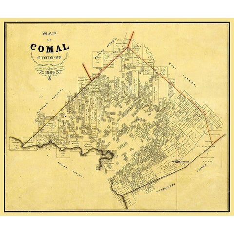 Comal County Texas - Rosenberg 1862 White Modern Wood Framed Art Print by Rosenberg