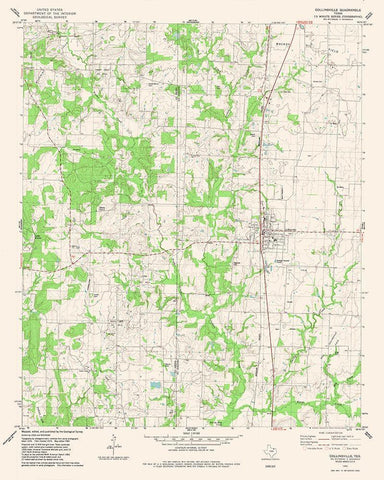 Collinsville Texas Quad - USGS 1982 Black Ornate Wood Framed Art Print with Double Matting by USGS