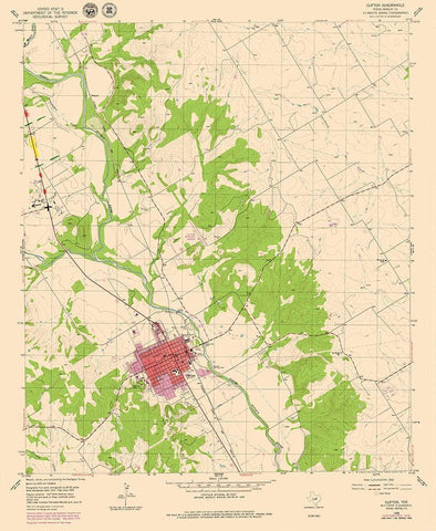 Clifton Texas Quad - USGS 1955 White Modern Wood Framed Art Print with Double Matting by USGS