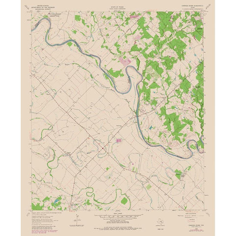 Chances Store Texas Quad - USGS 1980 Gold Ornate Wood Framed Art Print with Double Matting by USGS