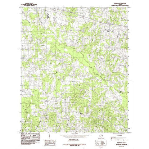 Carroll Texas Quad - USGS 1984 White Modern Wood Framed Art Print by USGS